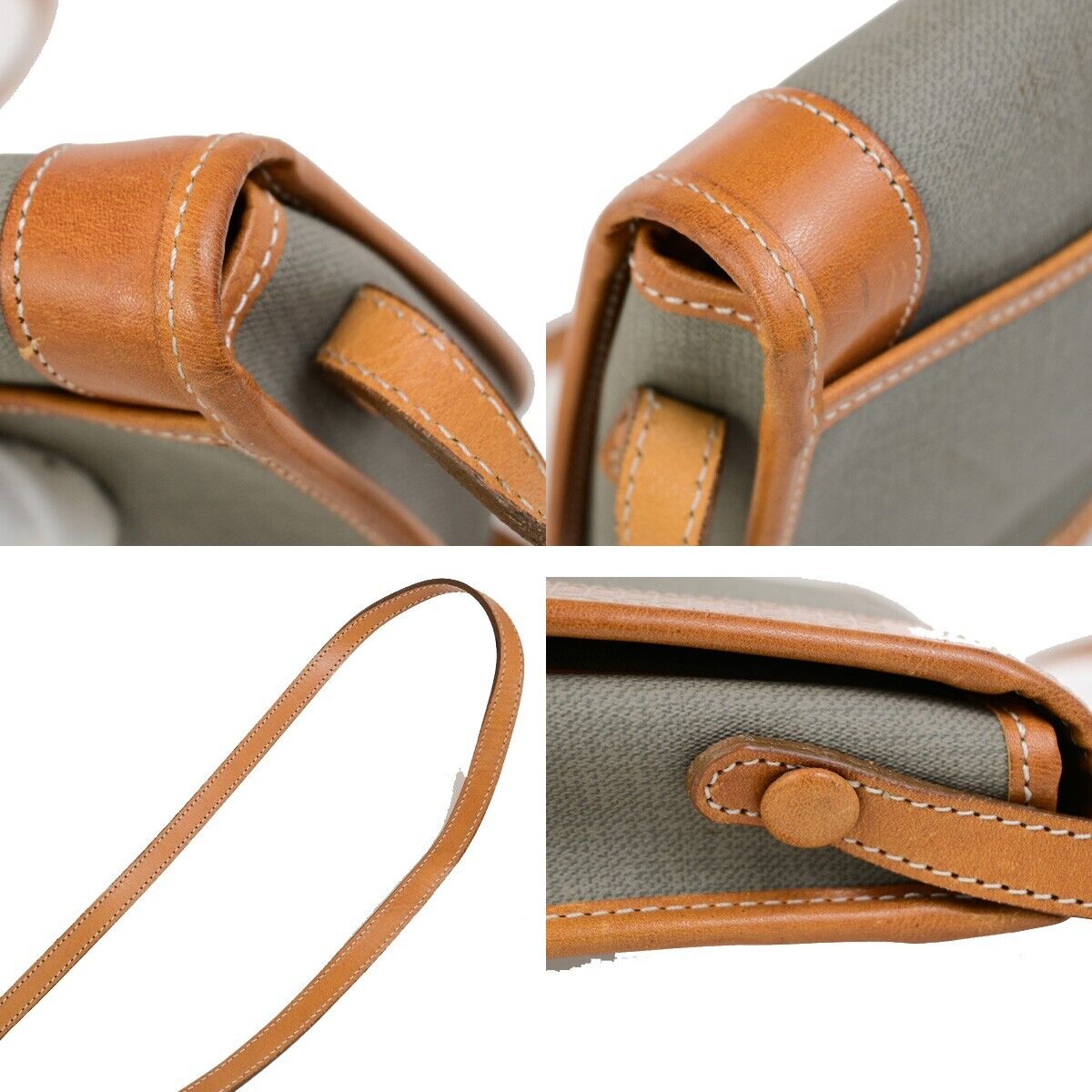 CHRISTIAN DIOR Logo Mini Shoulder Bag PVC Leather Gray Brown GHW France 60ED011