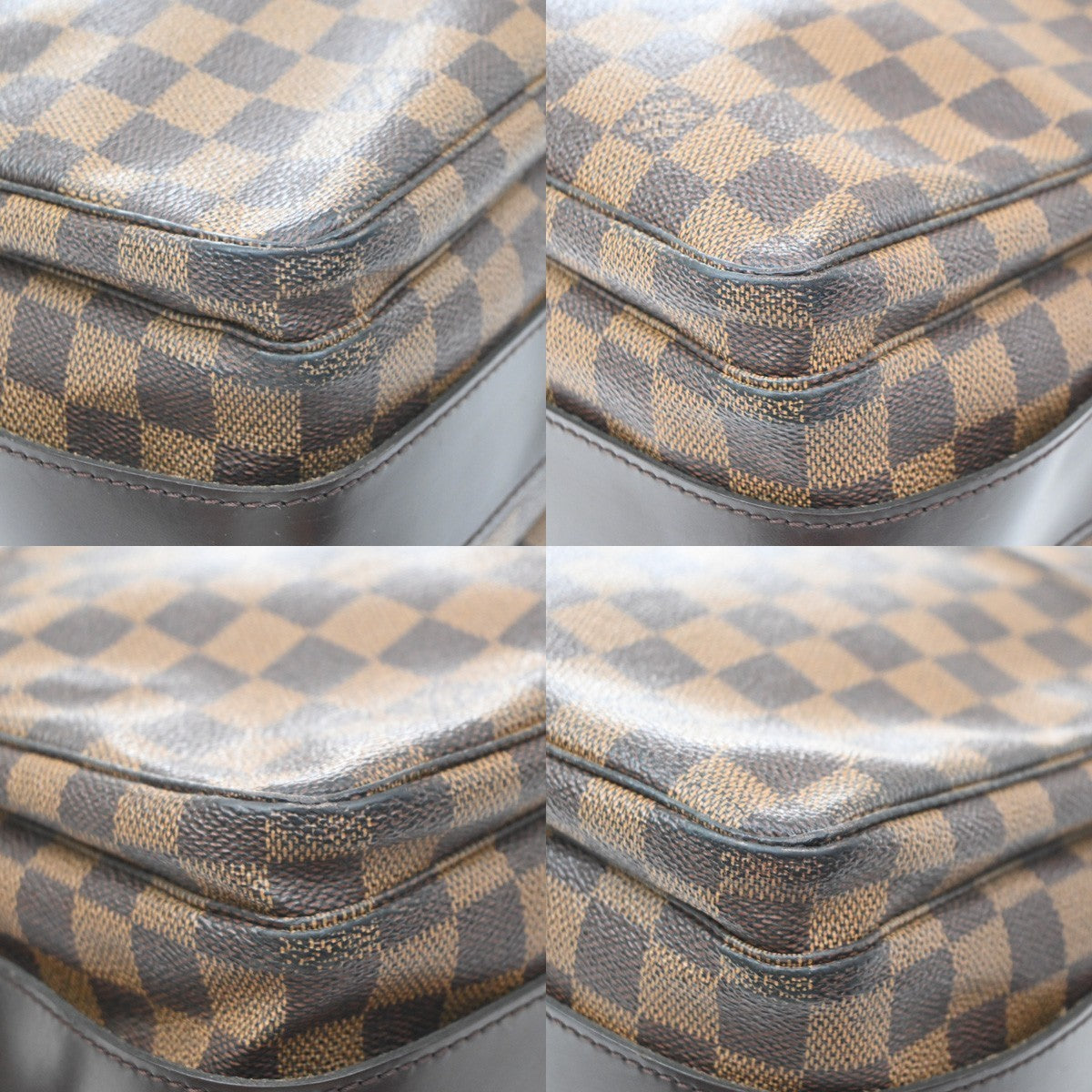 LOUIS VUITTON Naviglio Shoulder Bag Damier Ebene Leather Brown N45255 87YJ278