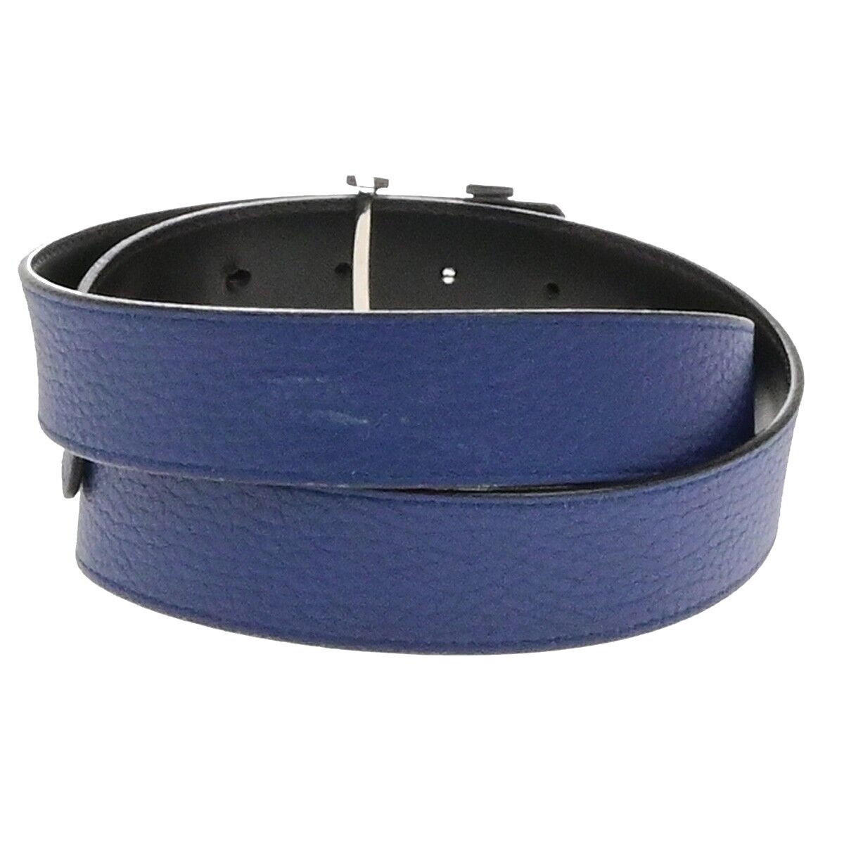 LOUIS VUITTON Logo Ceinture LV Initial Belt Leather Blue Spain N1012 31EE096