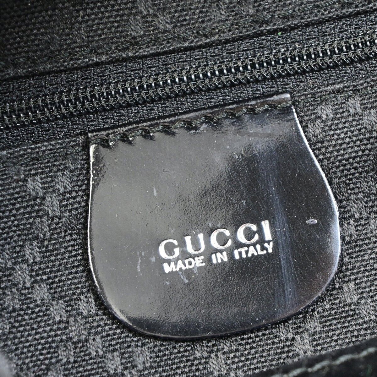 GUCCI Logo Bamboo Backpack Bag Leather Nylon Black Italy 68EB288