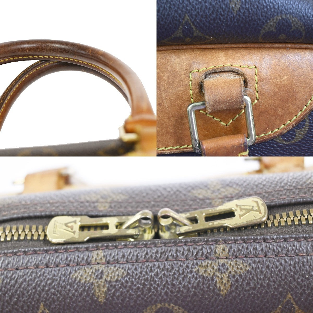 LOUIS VUITTON LV Logo Deauville Hand Bag Monogram Leather Brown M47270 31YH872