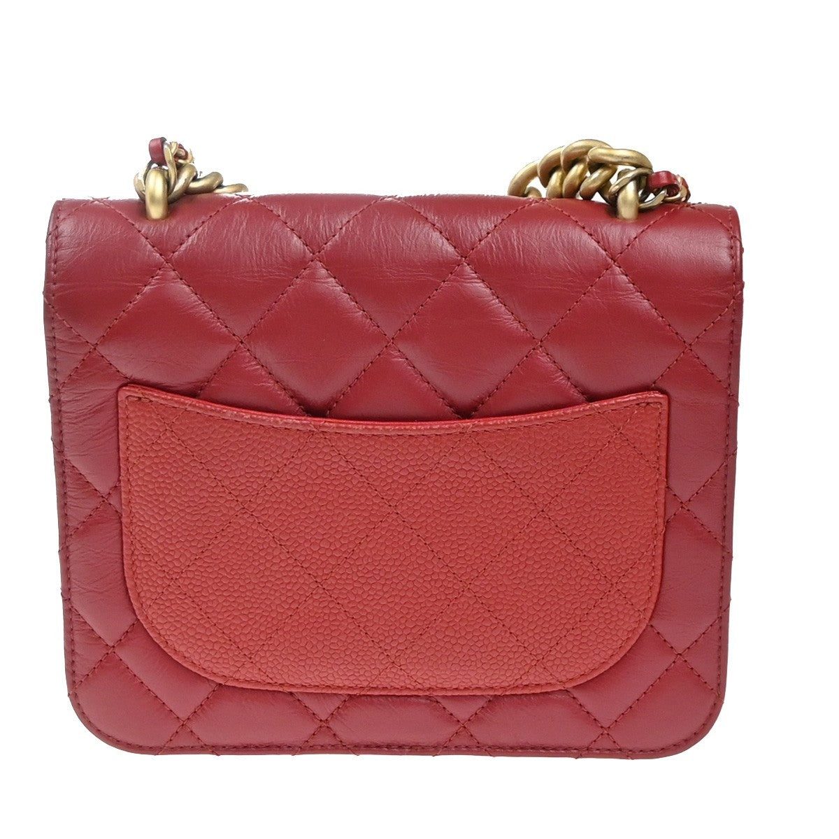 CHANEL CC 2Way Matelasse Chain Shoulder Hand Bag Calfskin Leather Red 369RP075