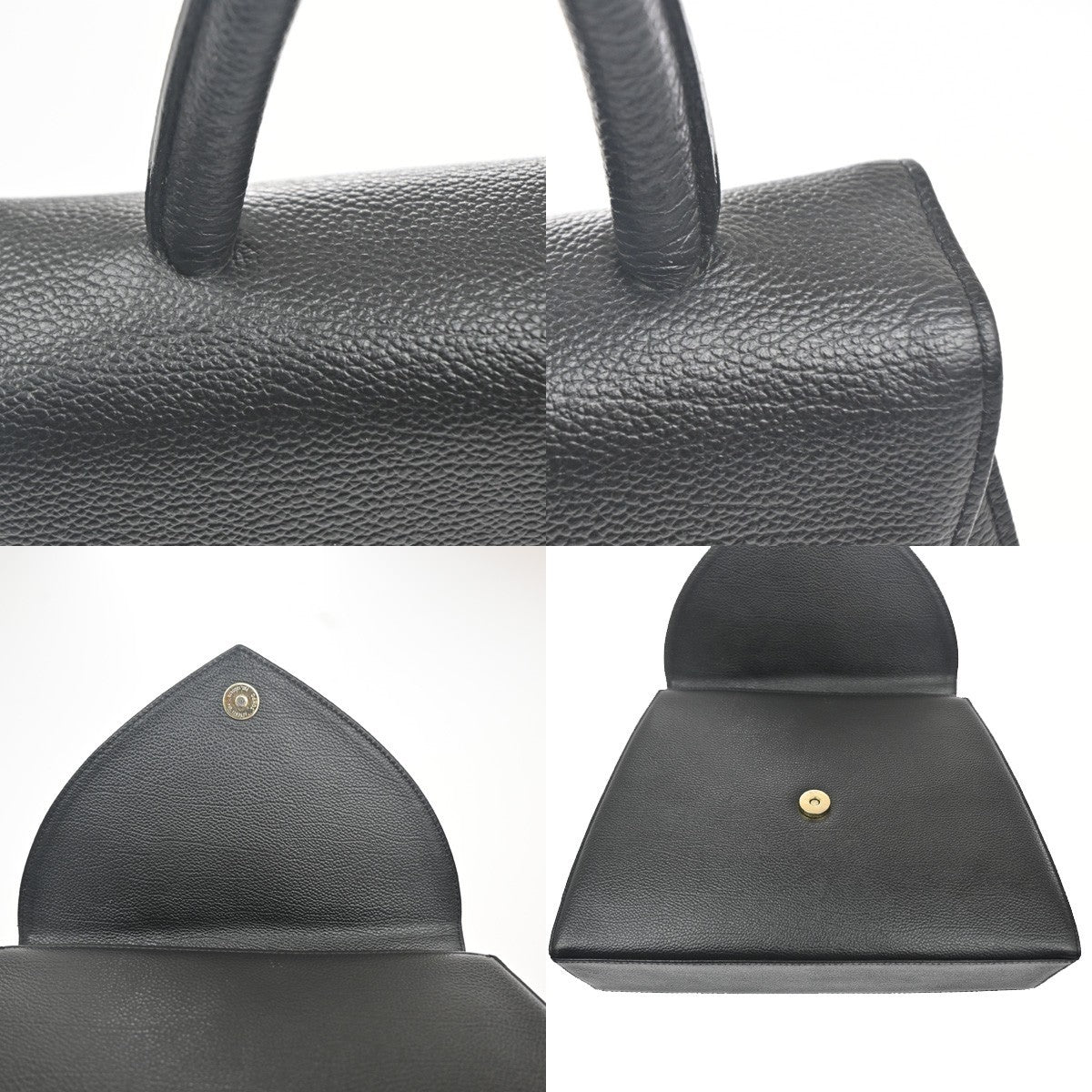 YVES SAINT LAURENT YSL Logo Flap Shoulder Hand Tote Bag Leather Black 71RL883
