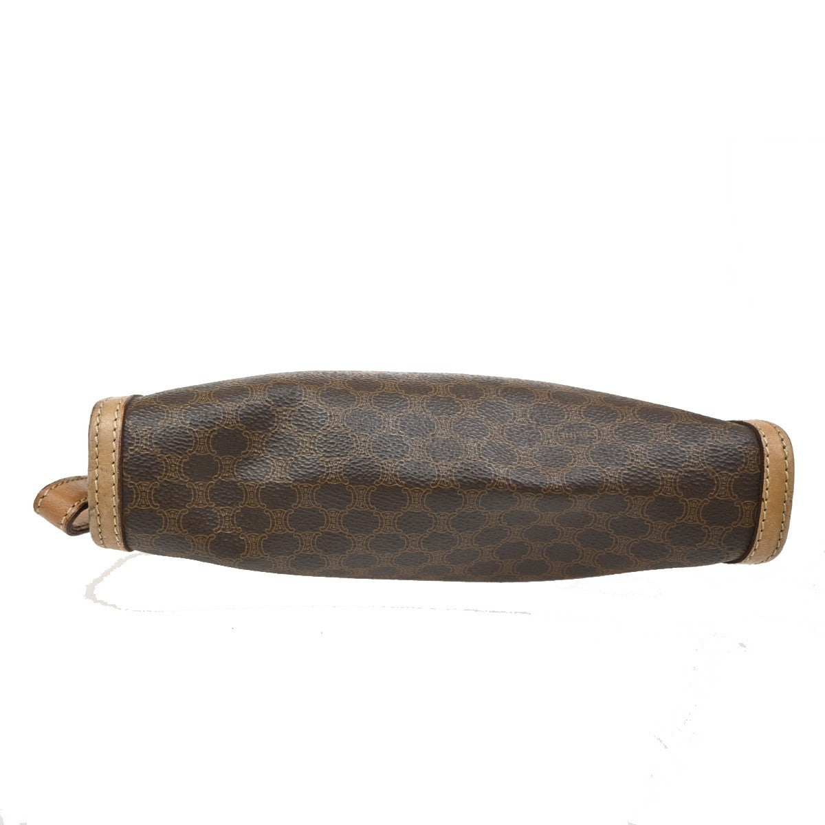 30.Live CELINE Macadam Pattern Clutch Pouch Bag PVC Leather Brown Italy 09KB626