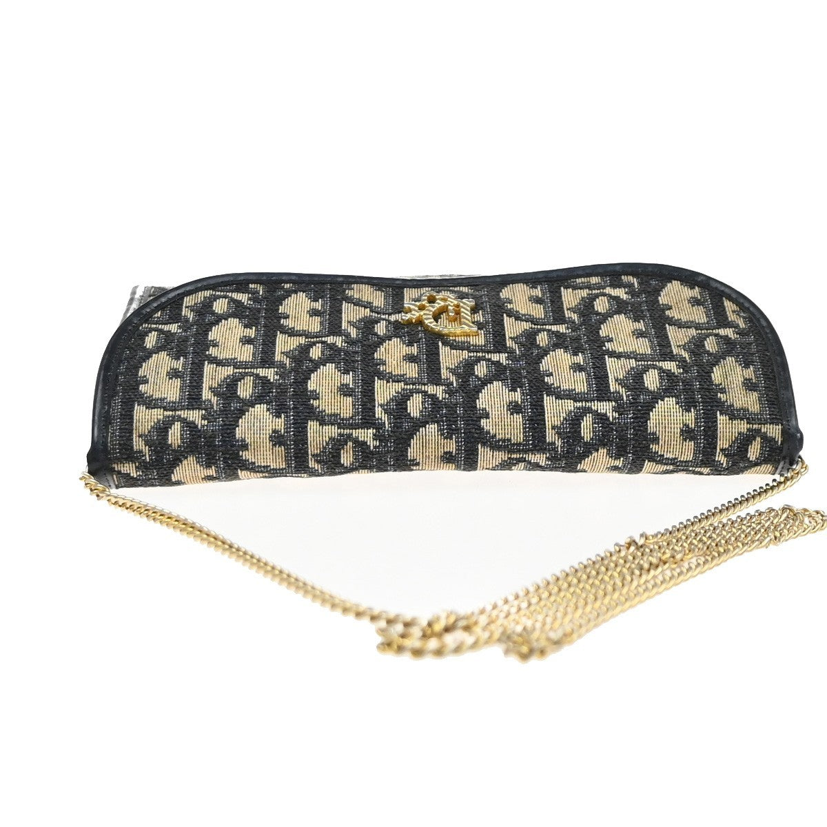 CHRISTIAN DIOR Trotter Chain Shoulder Bag Canvas Leather Blue France 64MA652