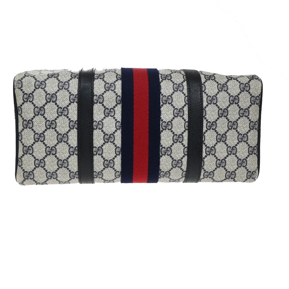 GUCCI GG Pattern Sherry Web Travel Hand Bag PVC Leather Navy Blue Italy 33YJ219