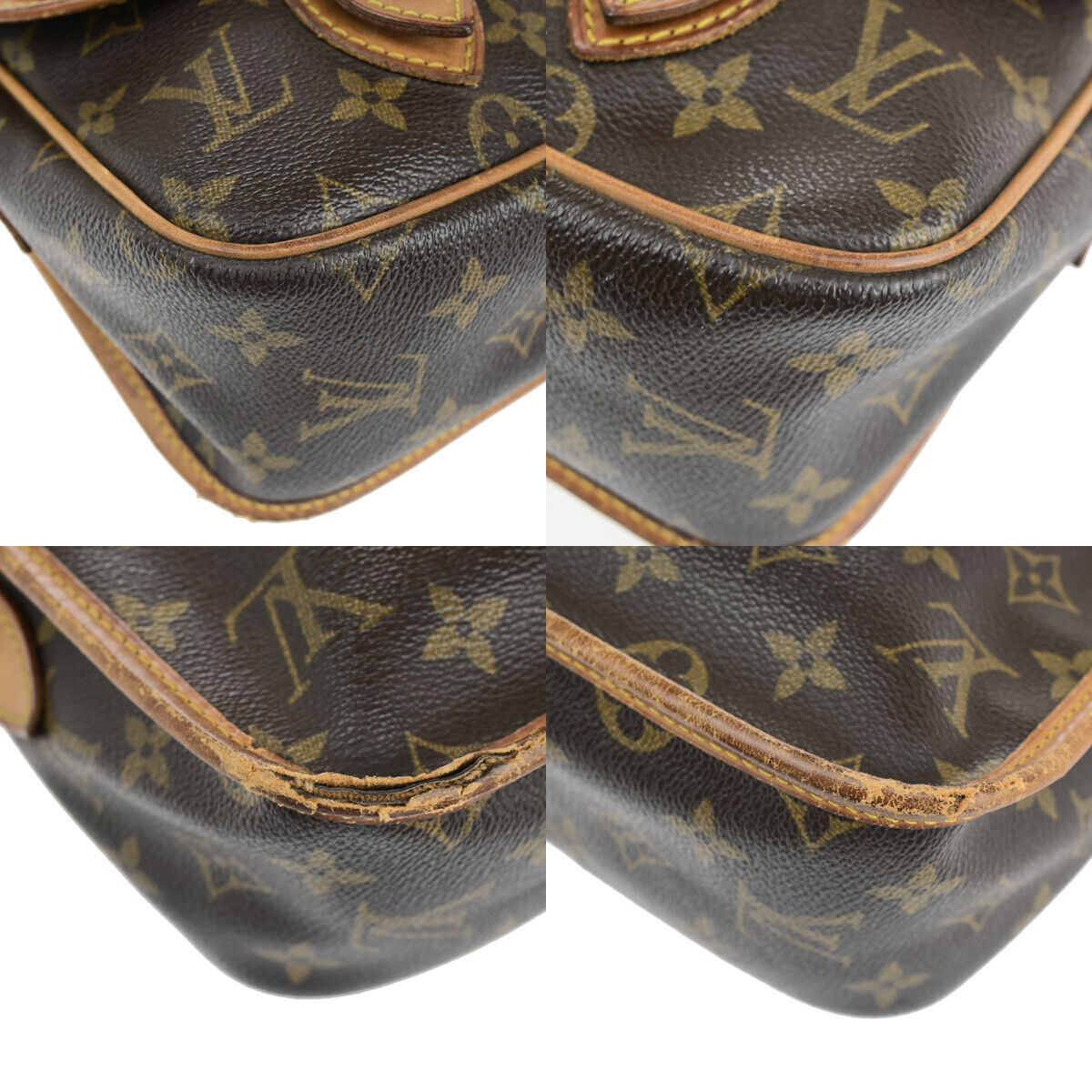 LOUIS VUITTON Gibeciere MM Shoulder Bag Monogram Leather Brown M42247 36YF451