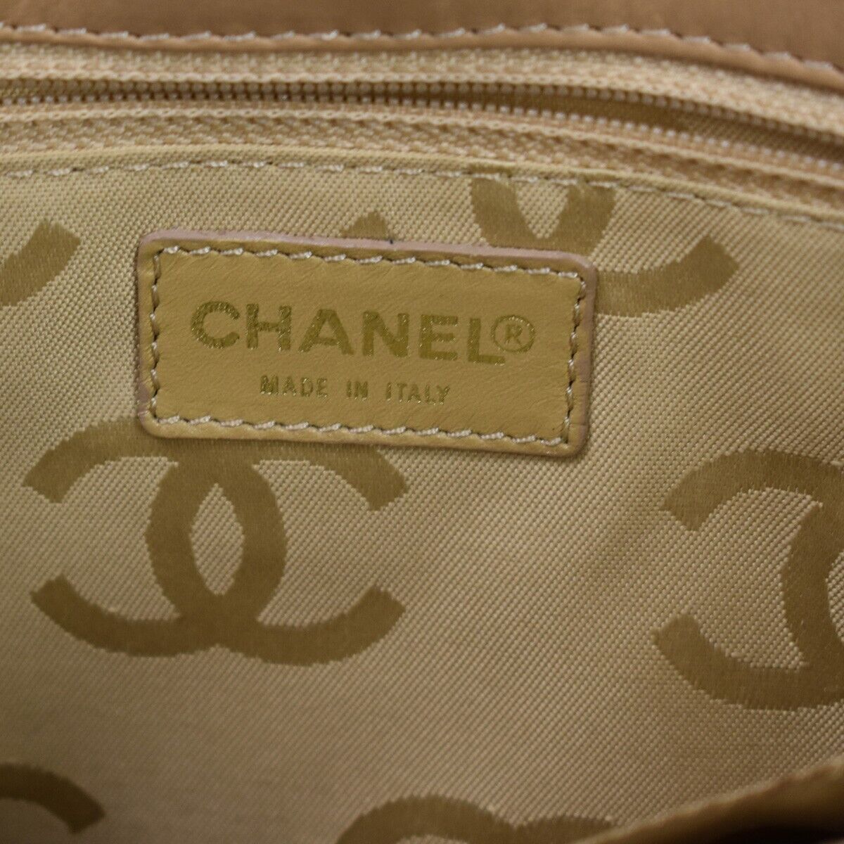 CHANEL CC Logo Wild Stitch Hand Tote Bag Leather Beige Gold Italy 699RH707