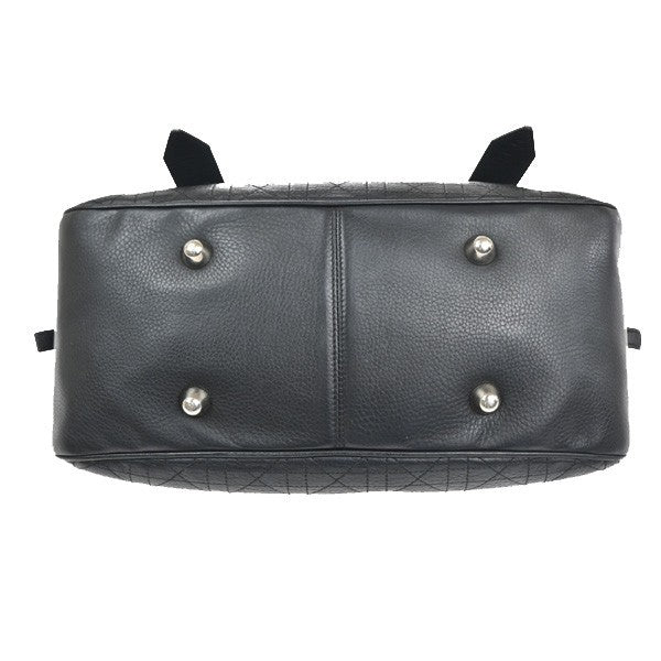CHRISTIAN DIOR Logo Cannage Mini Boston Hand Bag Leather Black SHW Italy 96MA500