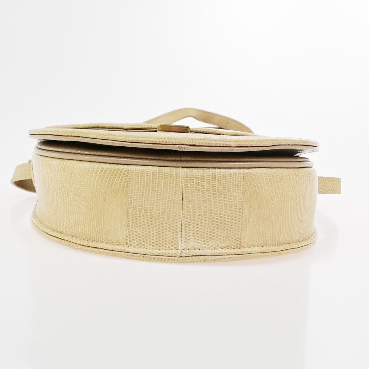 YVES SAINT LAURENT YSL Logo Mini Shoulder Bag Embossing Leather Beige 80YJ272