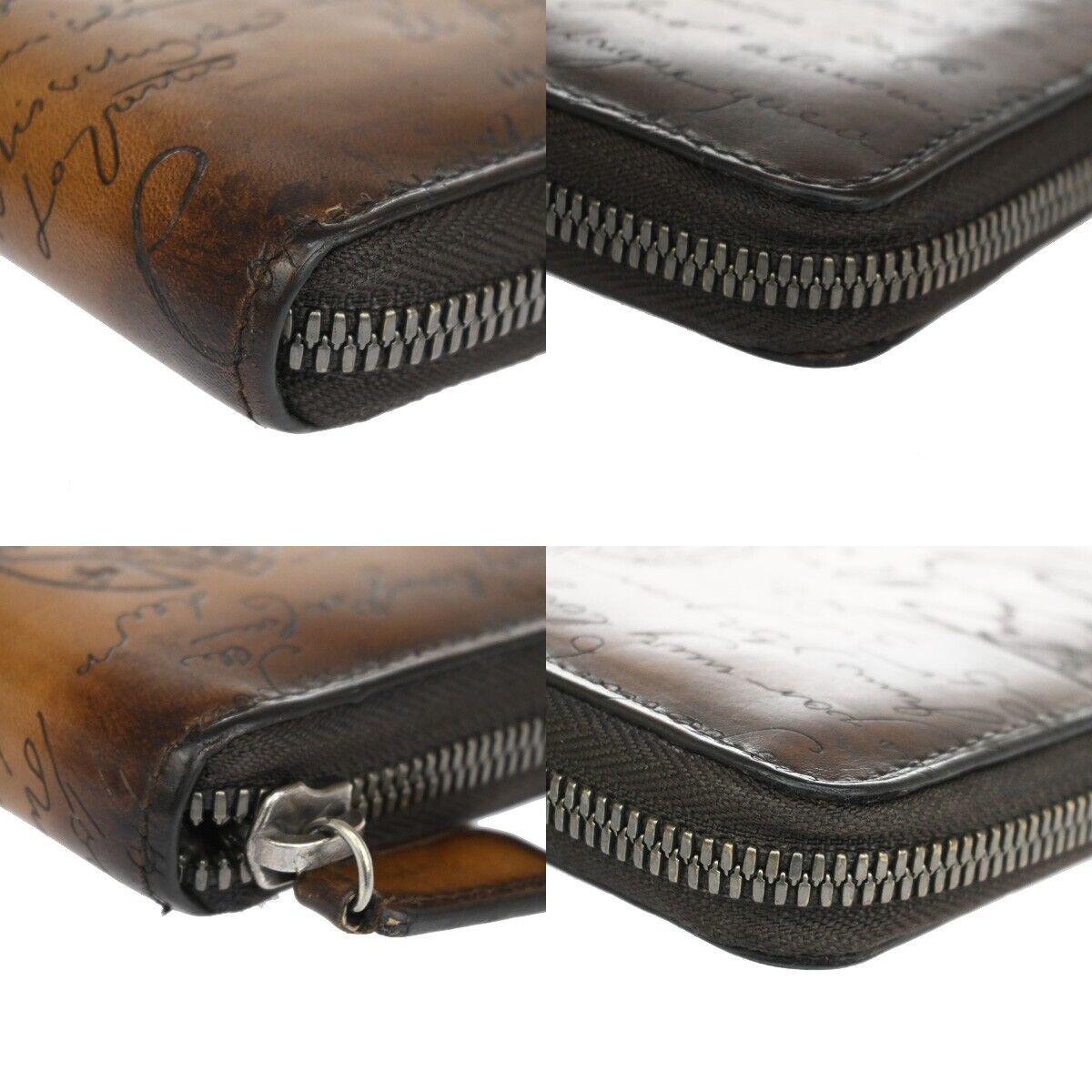 BERLUTI Logo Itauba Long Zip Around Wallet Scritto Leather Brown Italy 16RJ380