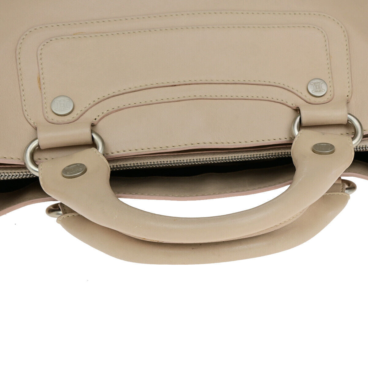 CELINE Logo Boogie Macadam Hand Bag Leather Light Pink SHW Italy 63YF055