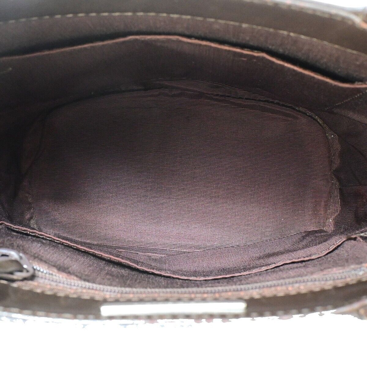 BURBERRY Logo Bicolor Hand Tote Bag Leather Suede Brown 05EB902
