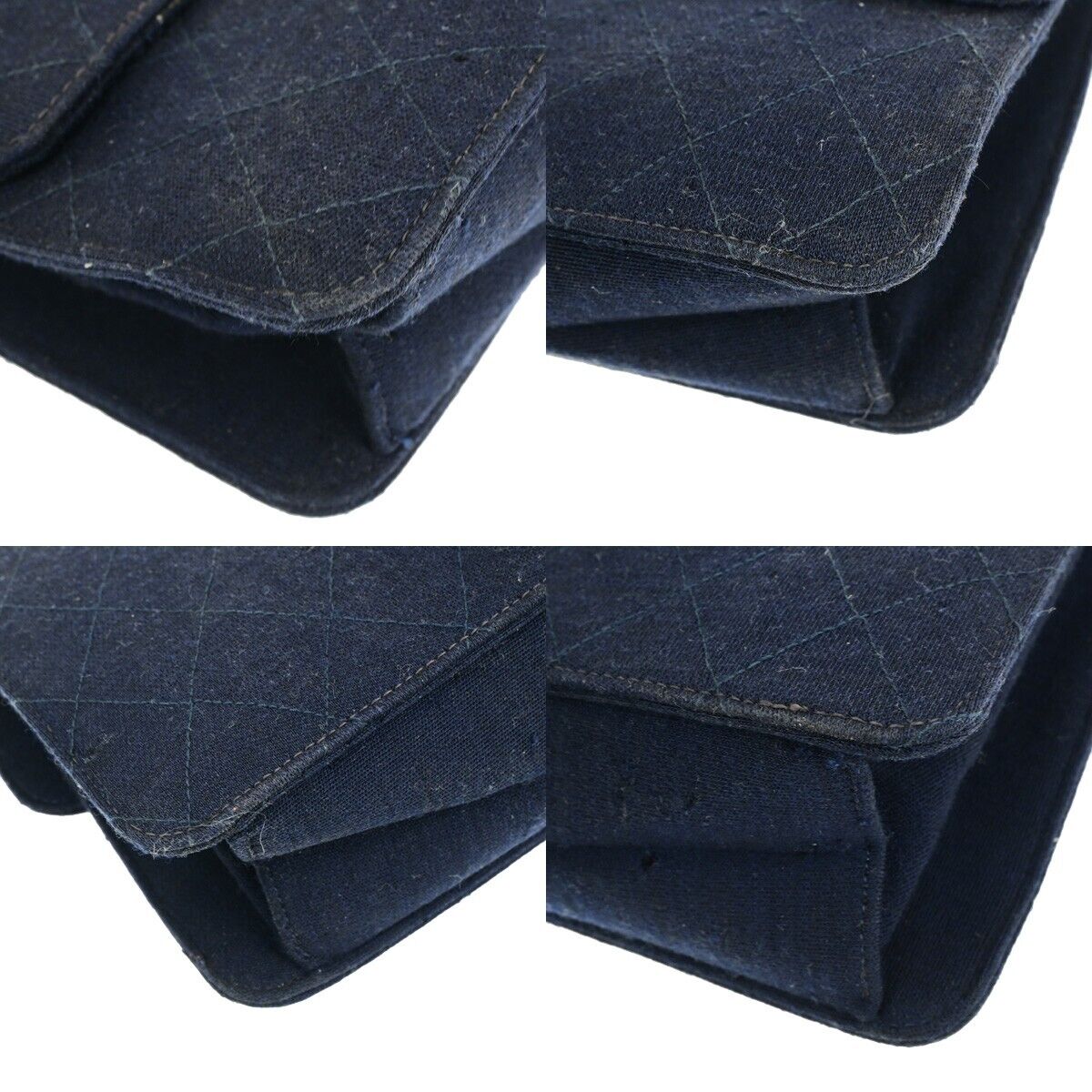 CHANEL CC Matelasse 25 Chain Shoulder Bag Canvas Leather Navy Blue GHW 78YF770