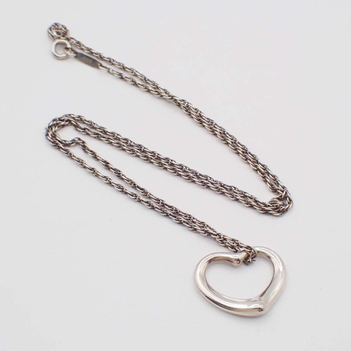 TIFFANY & CO. Open Heart 22mm Chain Necklace Ag 925 Elsa Peretti Silver 02KB788