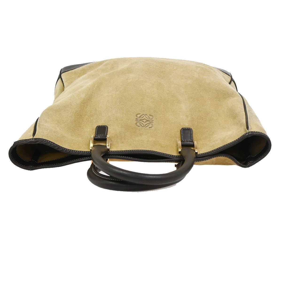 LOEWE Logo Anagram Large Hand Tote Bag Suede Leather Beige GHW Spain 85KC910