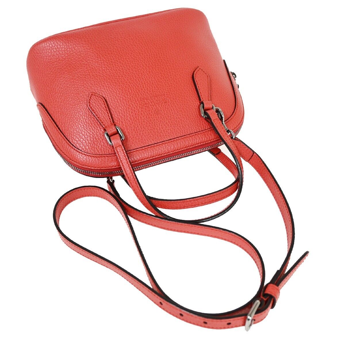 GUCCI Logo 2Way Shoulder Hand Bag Leather Red Silver Leather Italy 11HB885