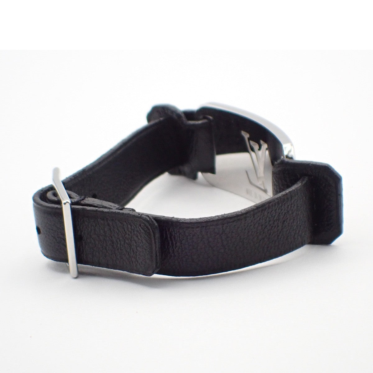 LOUIS VUITTON Champs Elysees Bracelet Leather Black Silver M65458 02KP066