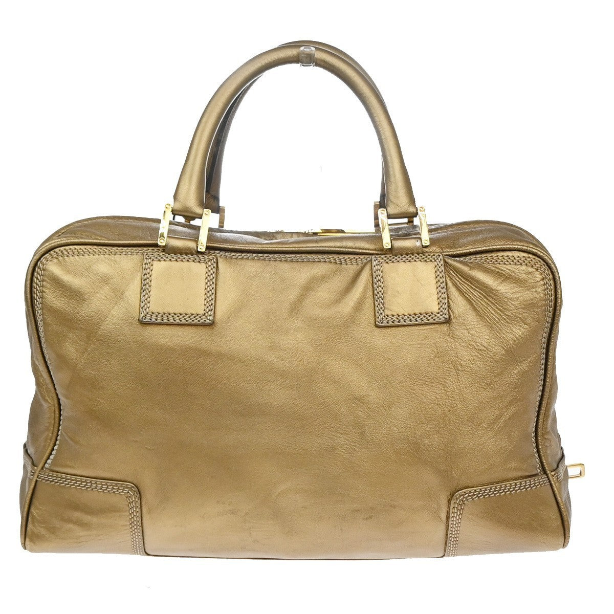 LOEWE Logo Amazona Anagram Hand Bag Leather Lock Gold GHW Spain 38YJ203