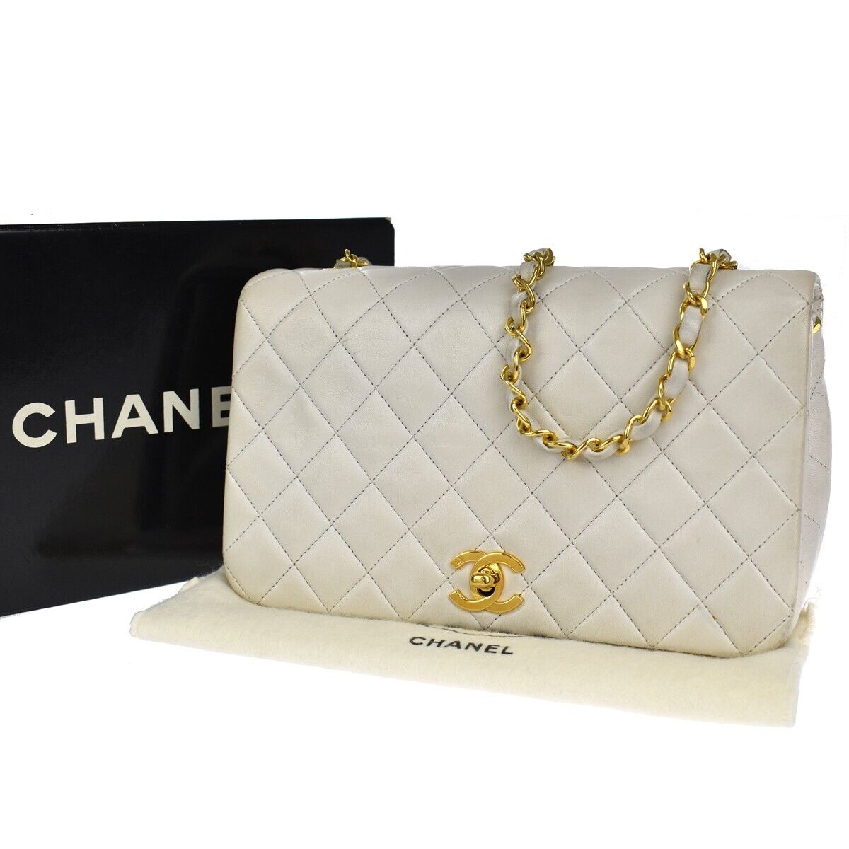 CHANEL CC Full Flap Matelasse 23 Chain Shoulder Bag Leather WE Vintage 373LB987