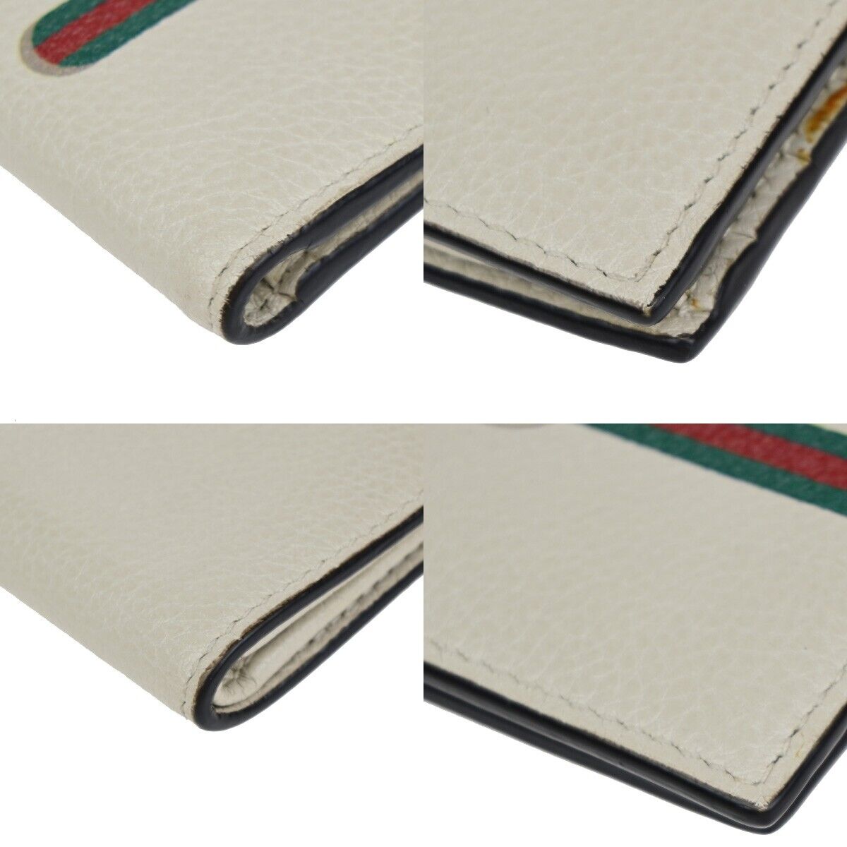 GUCCI Logo Bifold Wallet Purse Leather White Made in Italy 31KA235