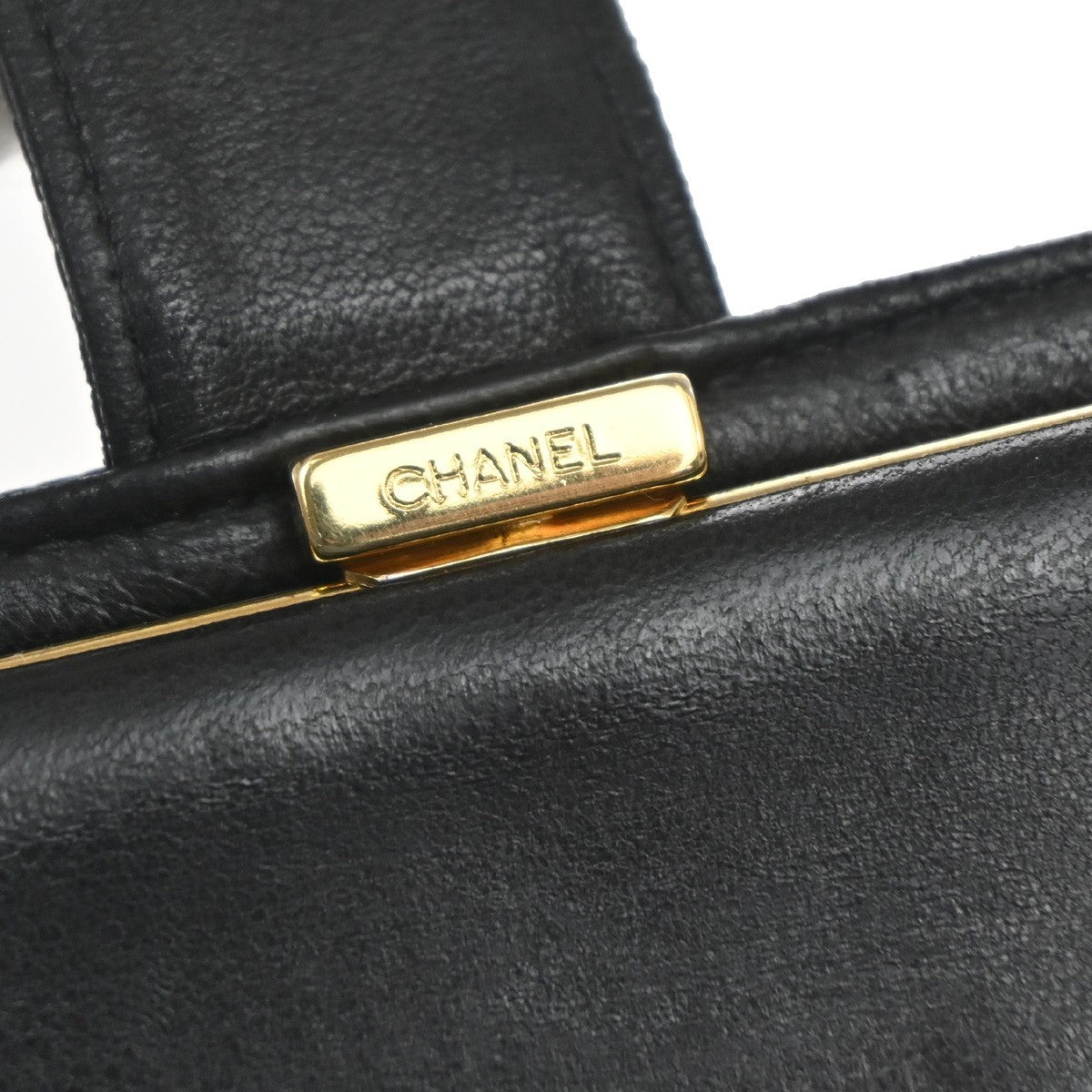 CHANEL CC Logo Bifold Long Wallet Grained Calfskin Leather Black France 16RL991
