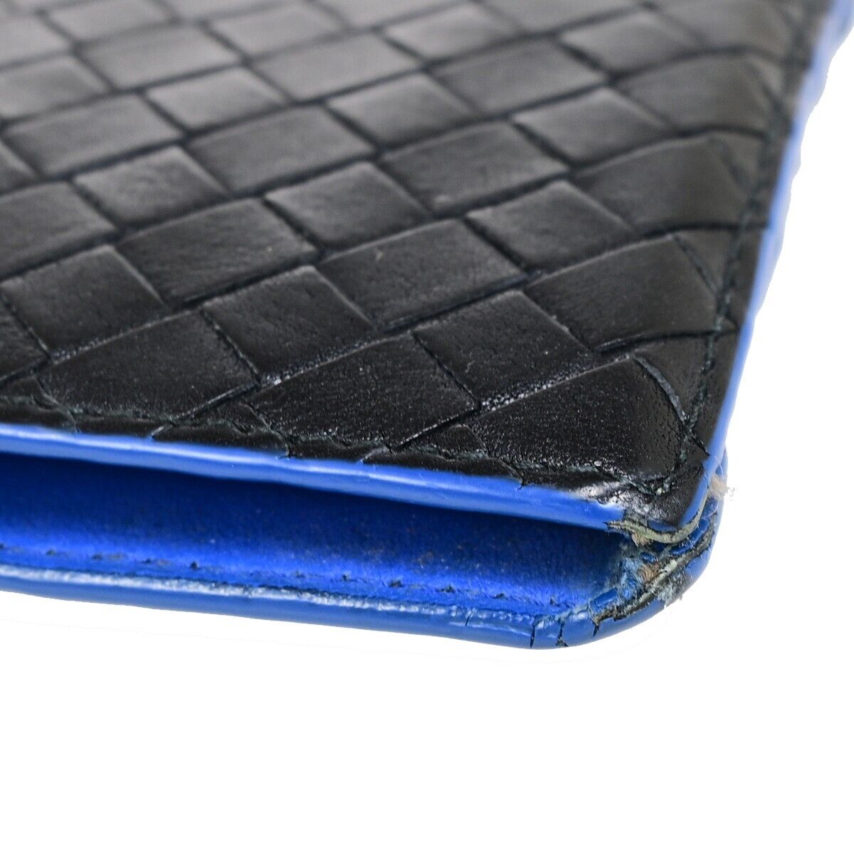 BOTTEGA VENETA Logo Intrecciato Bifold Compact Wallet Leather Black 08EC202