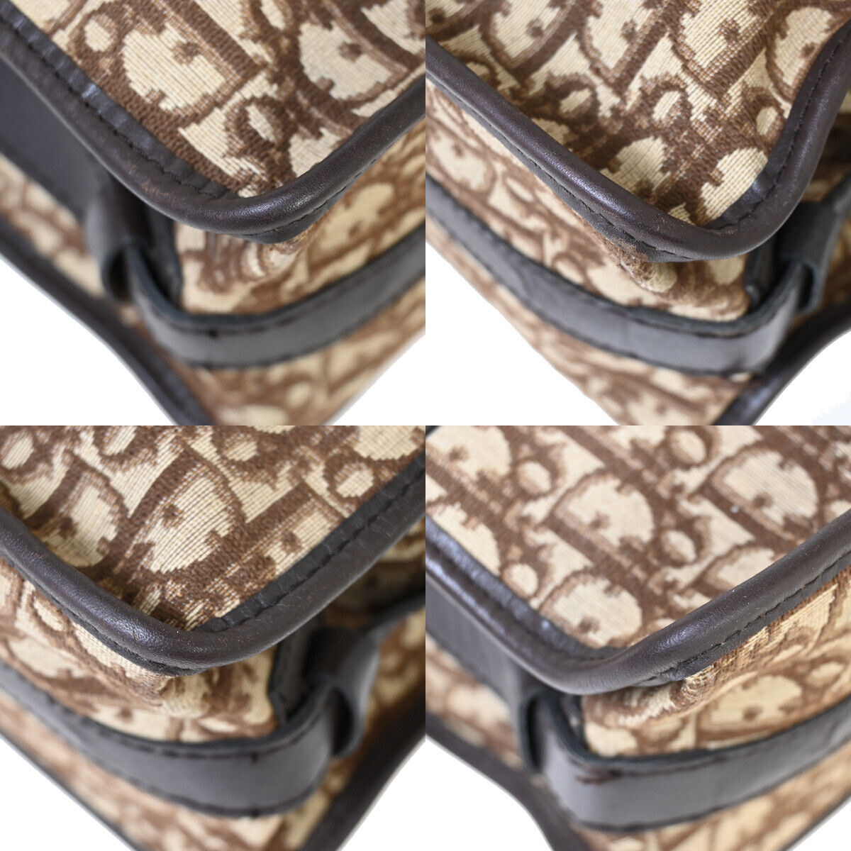 CHRISTIAN DIOR Trotter Pattern Shoulder Bag Canvas Leather Brown France 70YE331