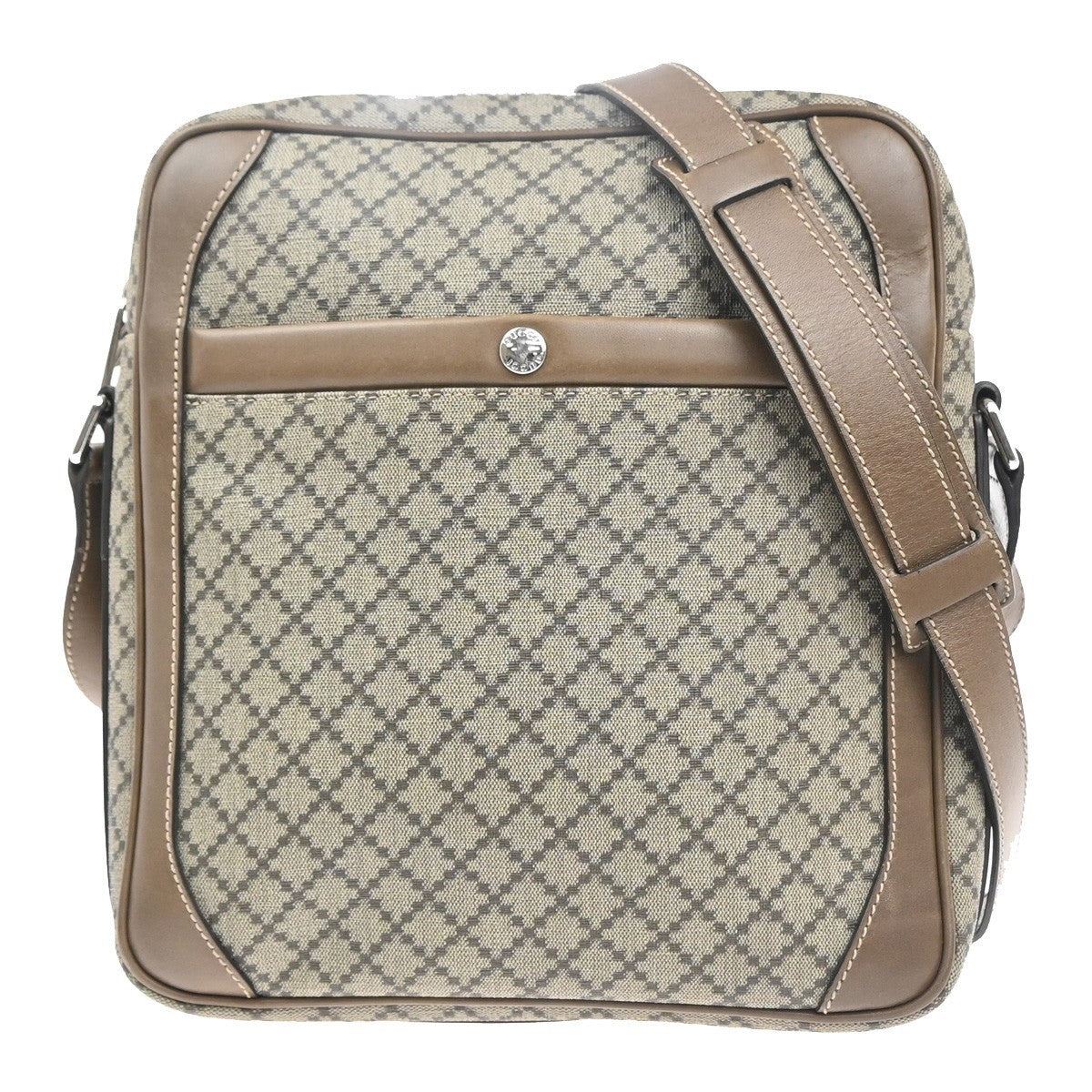 GUCCI Logo Diamante Crossbody Shoulder Bag PVC Leather Brown SHW 268159 82KP519