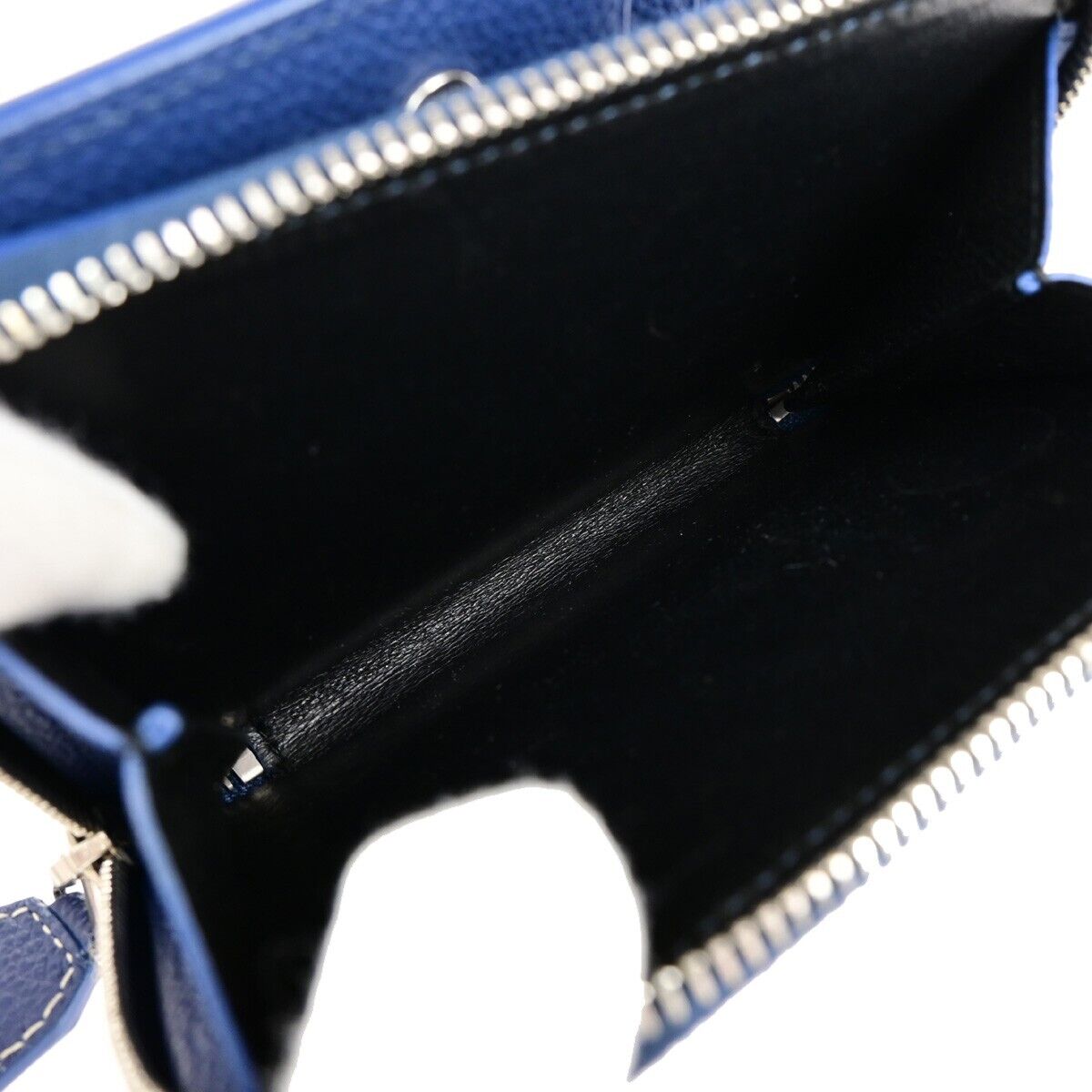 SAINT LAURENT Logo Bifold Wallet Purse Leather Blue SHW Made in Italy 65EB003