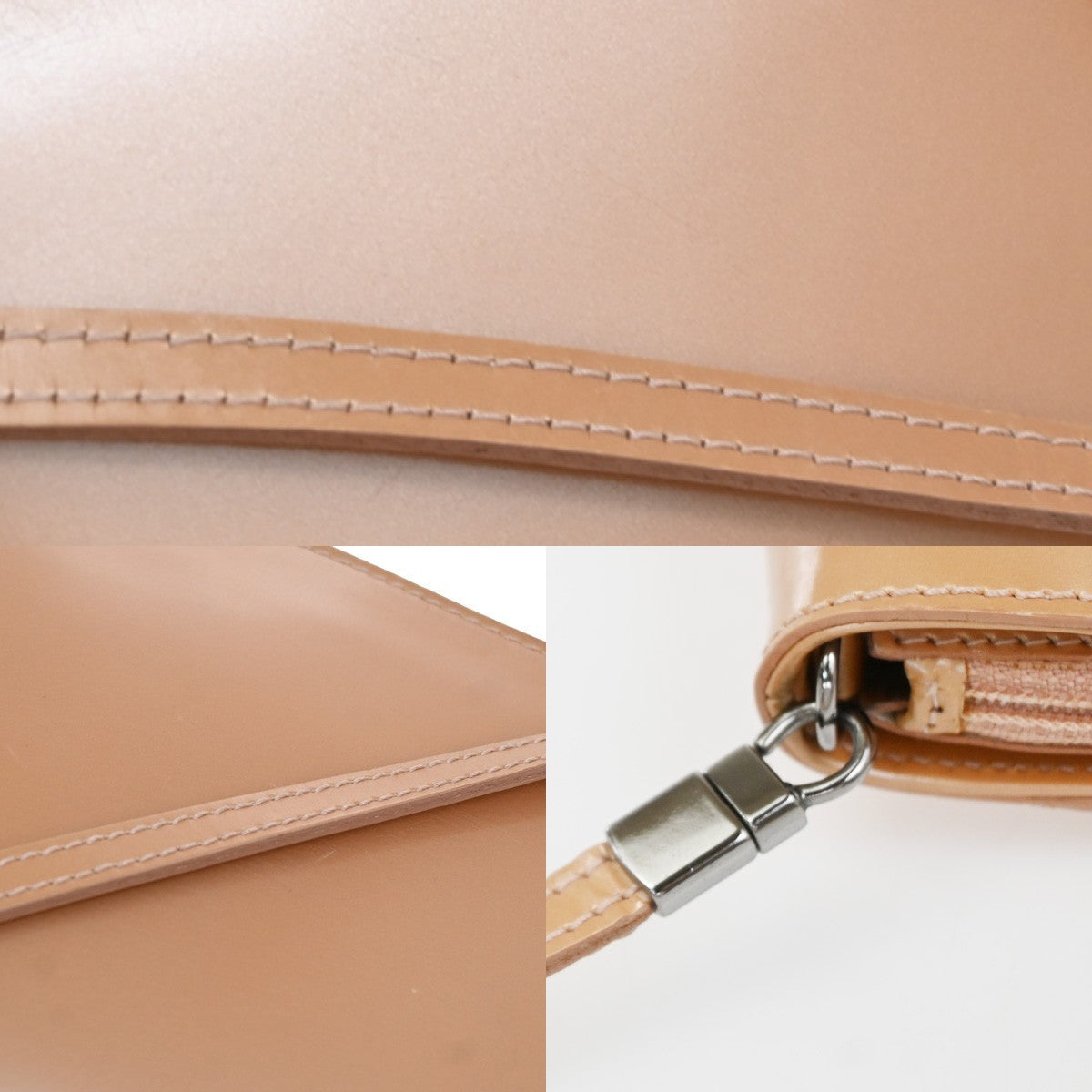CHRISTIAN DIOR  Crossbody Shoulder Bag Patent Leather Beige SHW Italy 05CA914