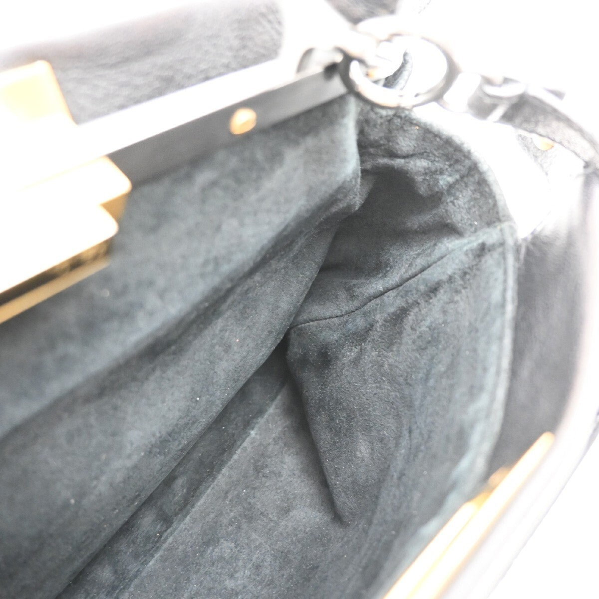 FENDI Logo Peekaboo 2Way Shoulder Hand Bag Leather Black Italy 85EE301