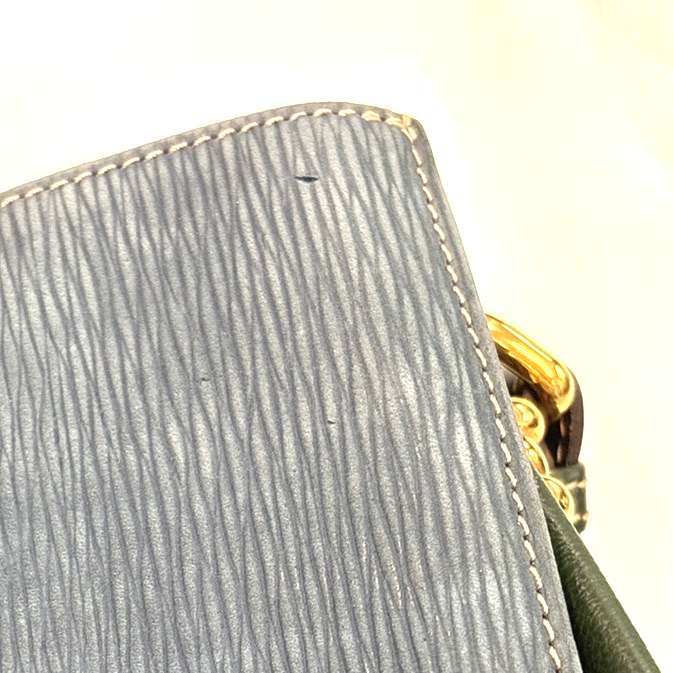 LOEWE Velazquez Logo Shoulder Bag Suede Leather Green Blue GHW Spain 97MA549