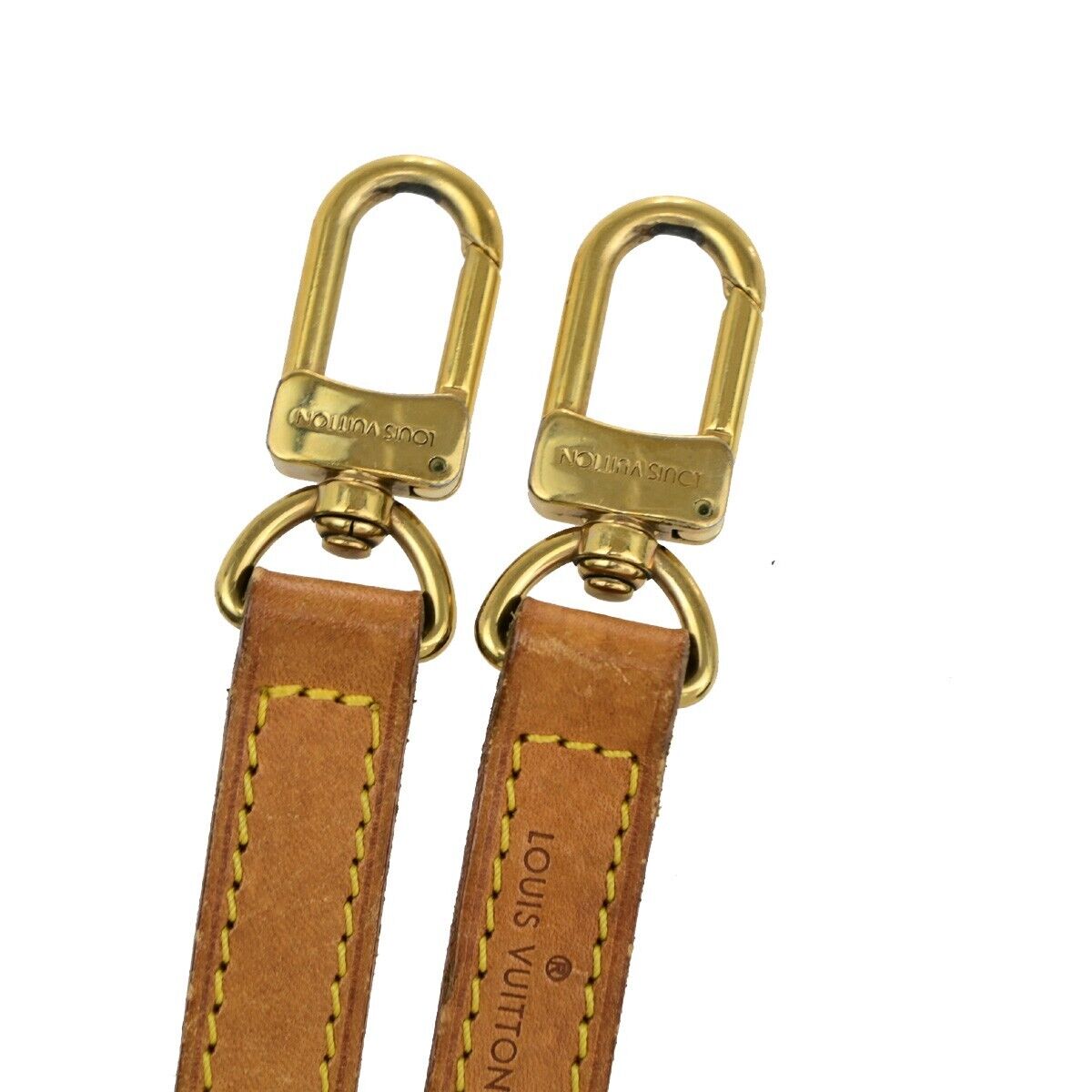 LOUIS VUITTON Logo Shoulder Strap Leather Brown Gold Bag Accessory 69ED373