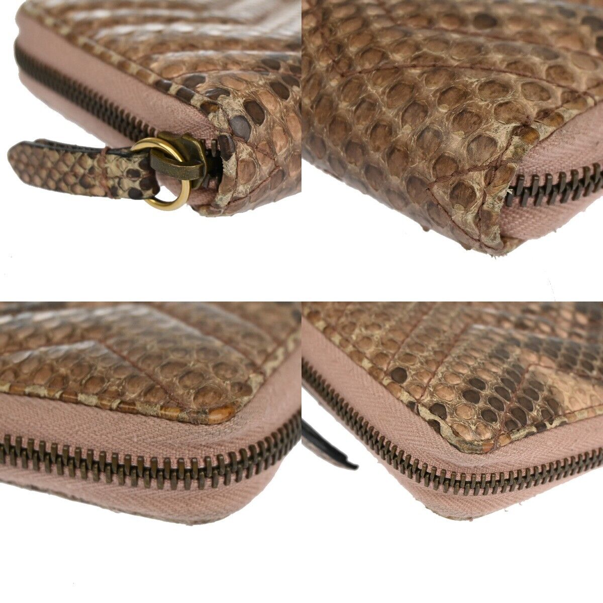 GUCCI GG Marmont Long Zipper Wallet Purse Exotic Leather Pink GHW Italy 39YD962