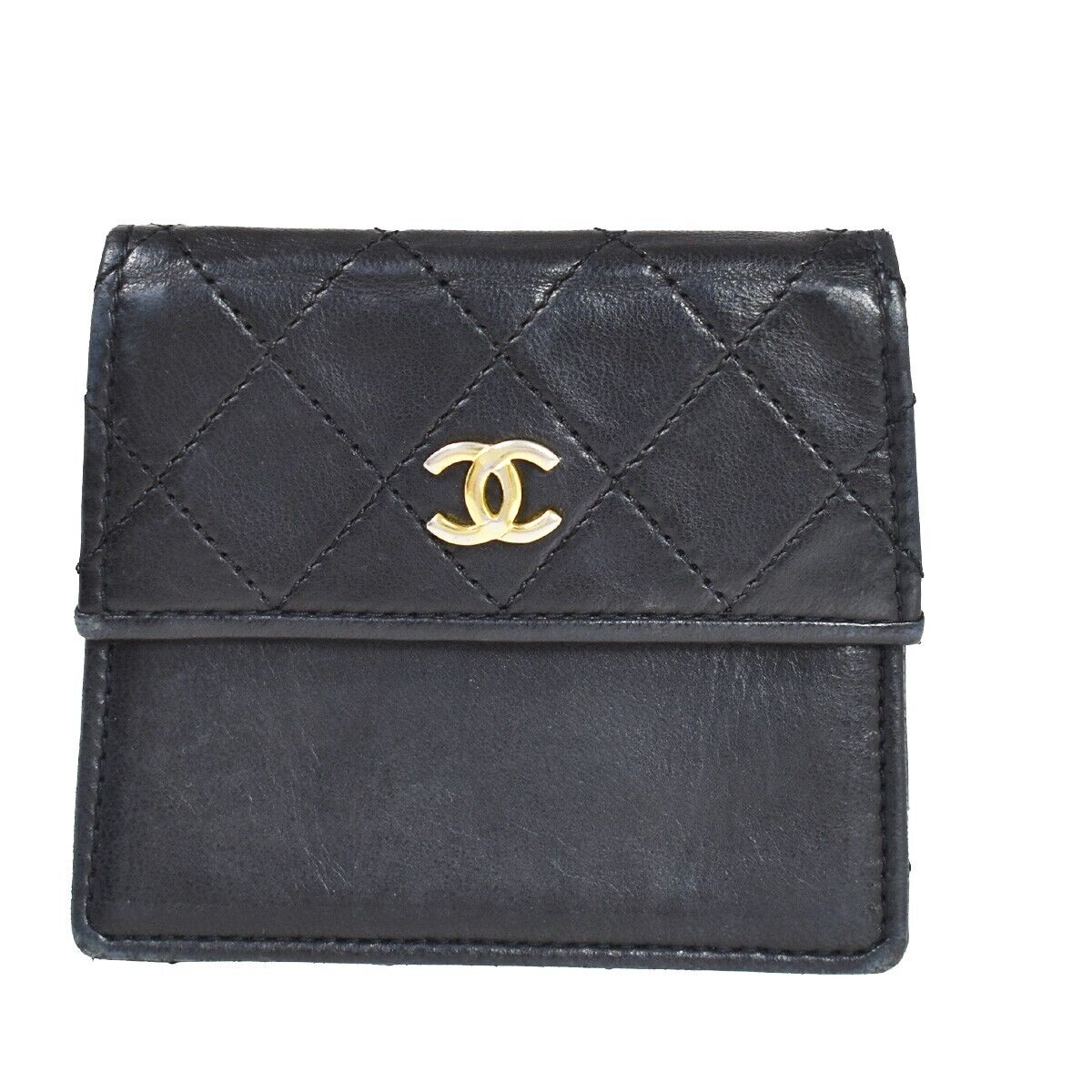 CHANEL CC Matelasse Chain Shoulder Bag Pouch Leather Black GHW Vintage 382RH612