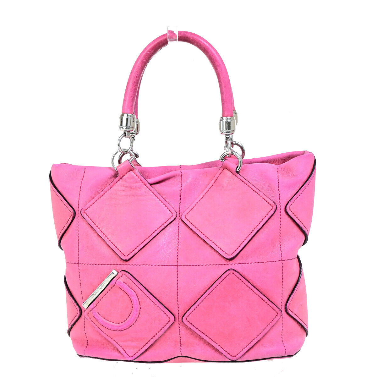 SALVATORE FERRAGAMO Gancini Hand Tote Bag Leather Pink SHW Italy 02SJ337