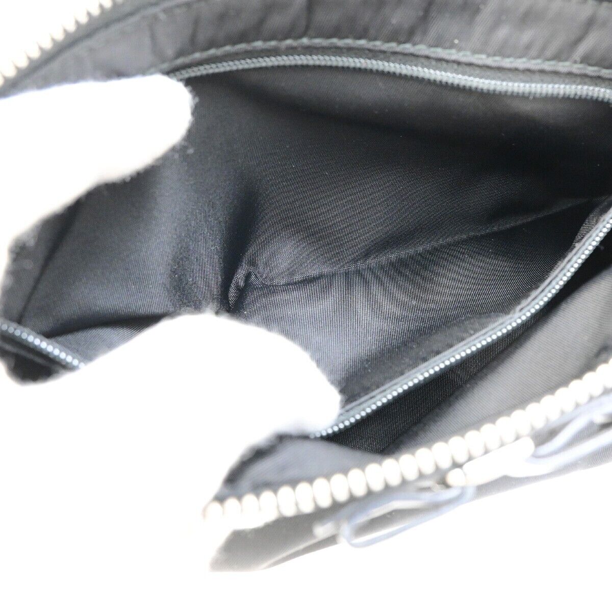 SALVATORE FERRAGAMO Vara Cosmetic Pouch Bag Nylon Leather Black 07KA515