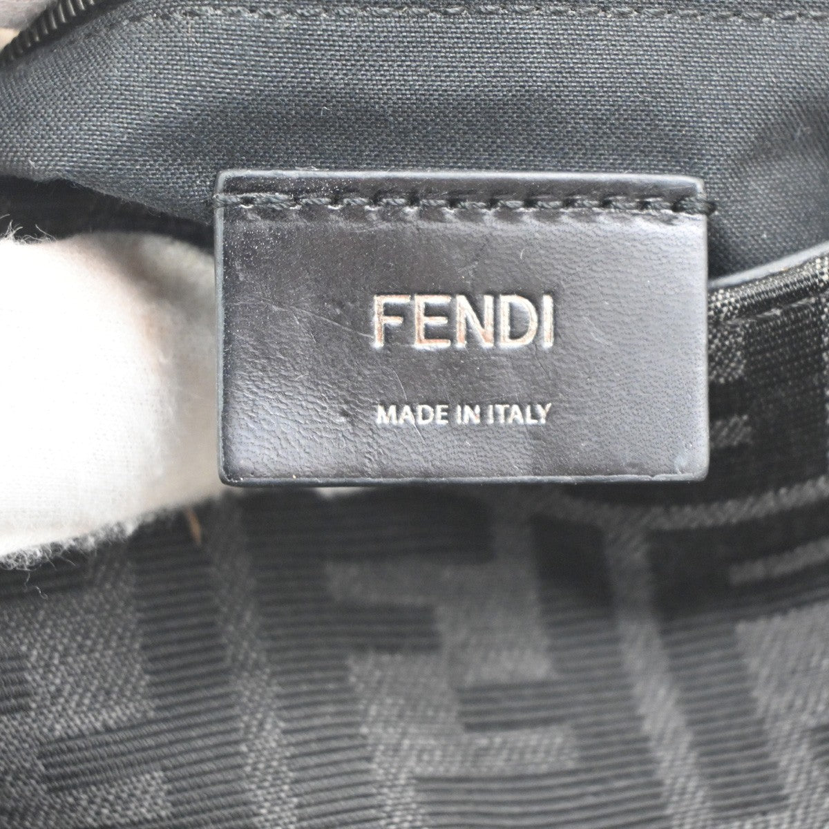 FENDI Mamma Baguette Shoulder Bum Bag Jacquard Leather Black SHW Italy 49RL755