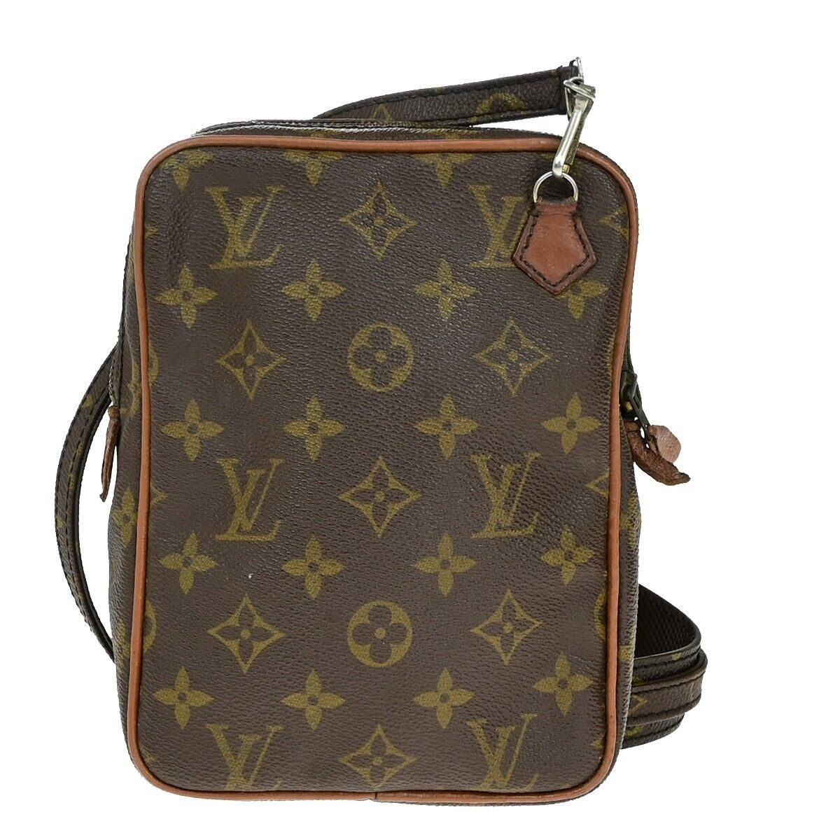 LOUIS VUITTON Danube Shoulder Bag Monogram Leather Brown Made In France 04FA584