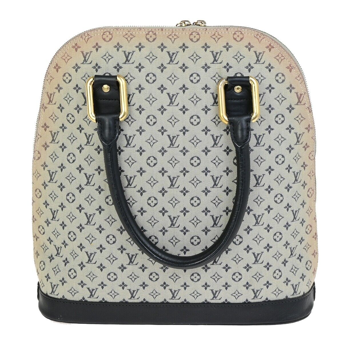 LOUIS VUITTON Logo Alma Haut Hand Bag Monogram Mini Canvas Blue M92202 31FB318