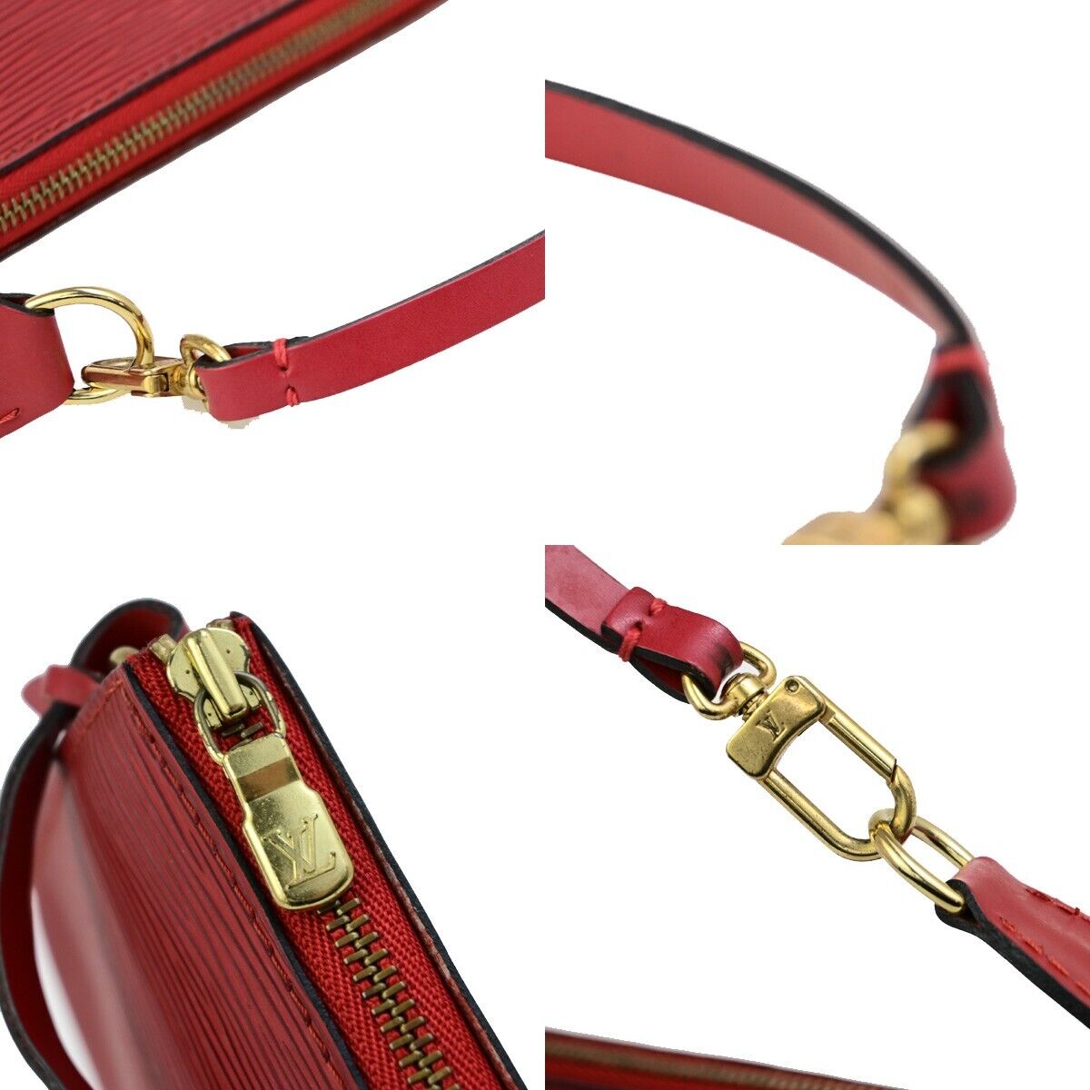 LOUIS VUITTON LV Pochette Accessoires Hand Bag Epi Leather Red M52947 32ED077