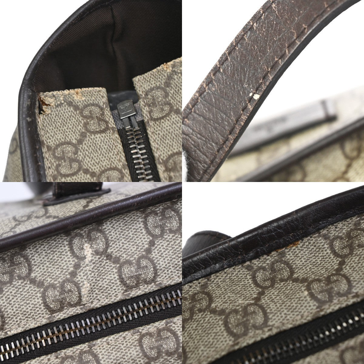 GUCCI Logo GG Patter Shoulder Hand Bag Supreme Leather Brown Itlay SHW 65DA022