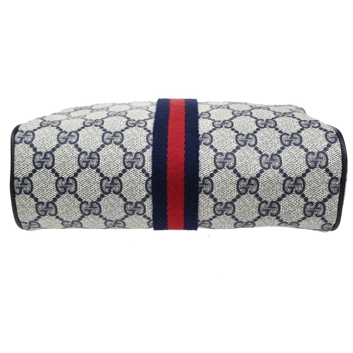GUCCI Sherry GG Pattern Clutch Hand Bag PVC Leather Navy Blue GHW Italy 68MA570