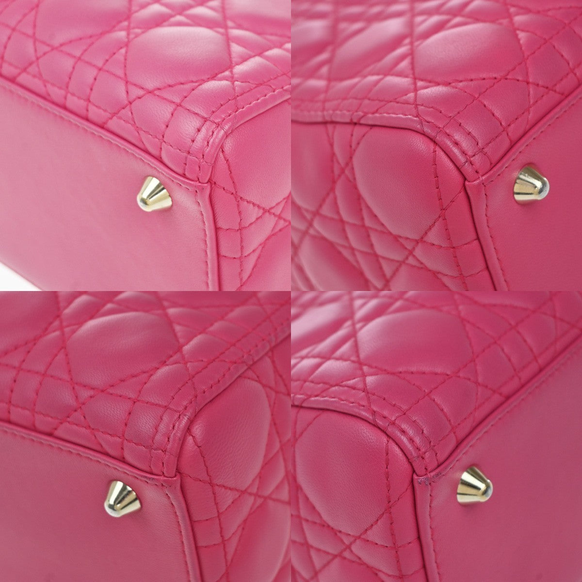 CHRISTIAN DIOR Lady Cannage 2Way Shoulder Hand Bag Leather Pink GHW 618RP028
