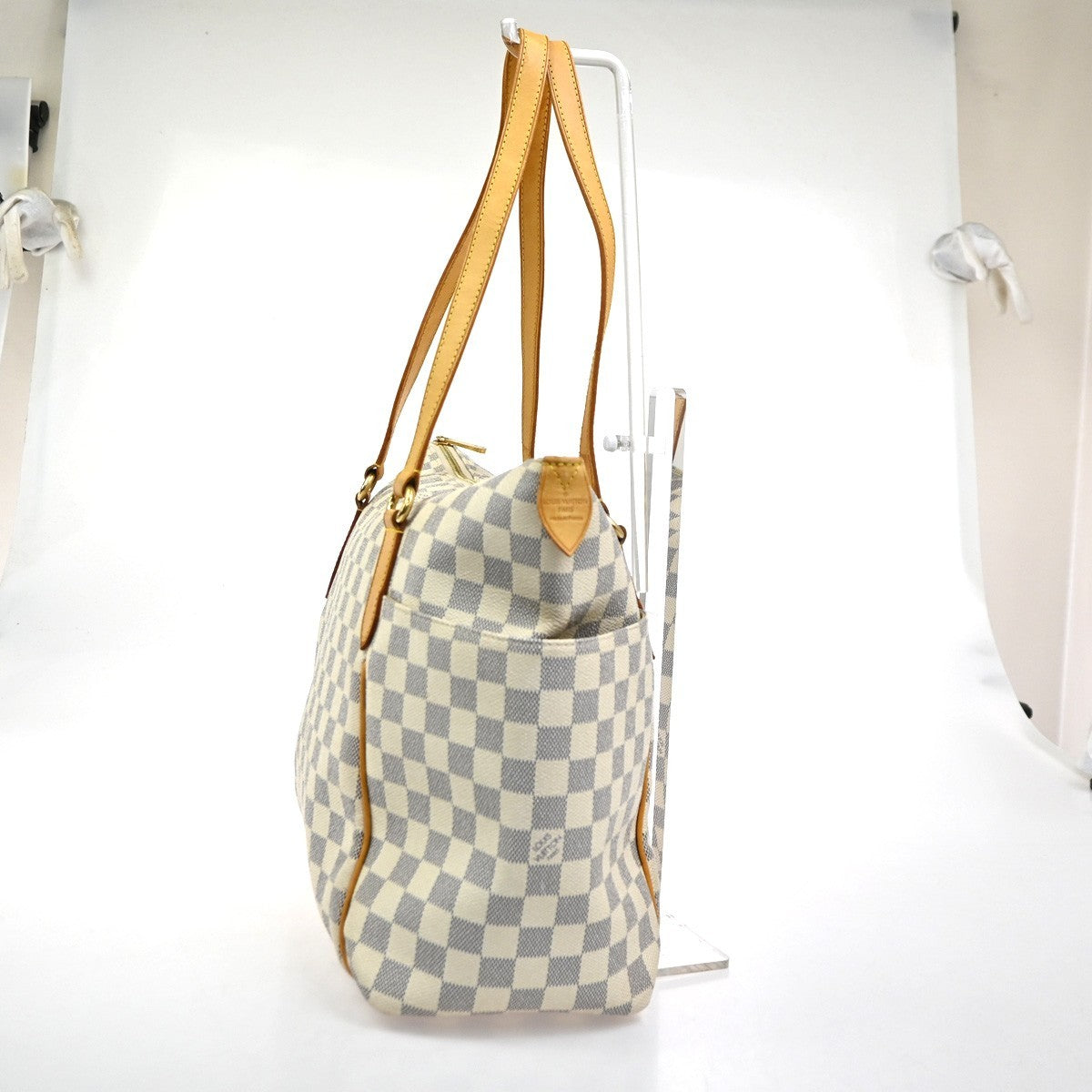 LOUIS VUITTON Totally MM Shoulder Bag Damier Azur Leather White N51262 12SA004