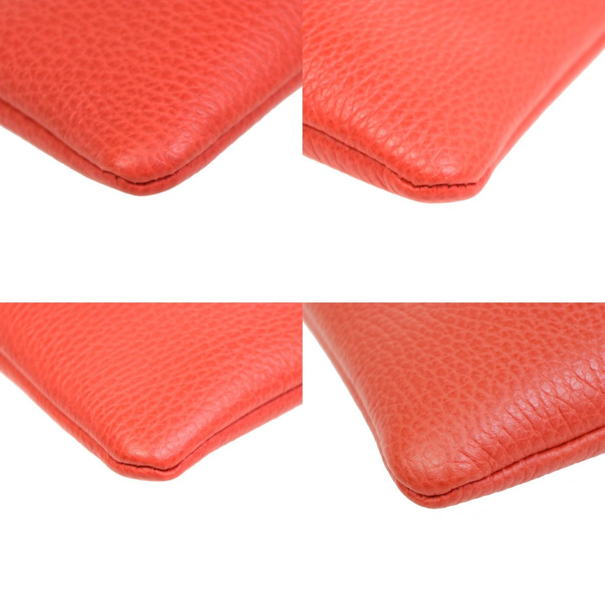 GUCCI Logo Bamboo Charm Clutch Pouch Bag Pebbled Leather Red Italy 61KC890