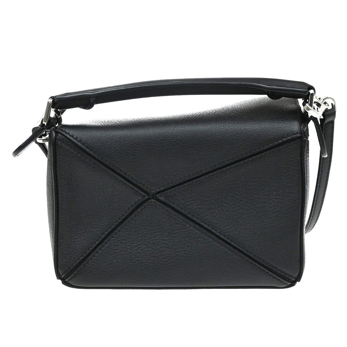 LOEWE Logo Puzzle Mini 2Way Shoulder Bag Leather Black SHW Spain 339RQ095