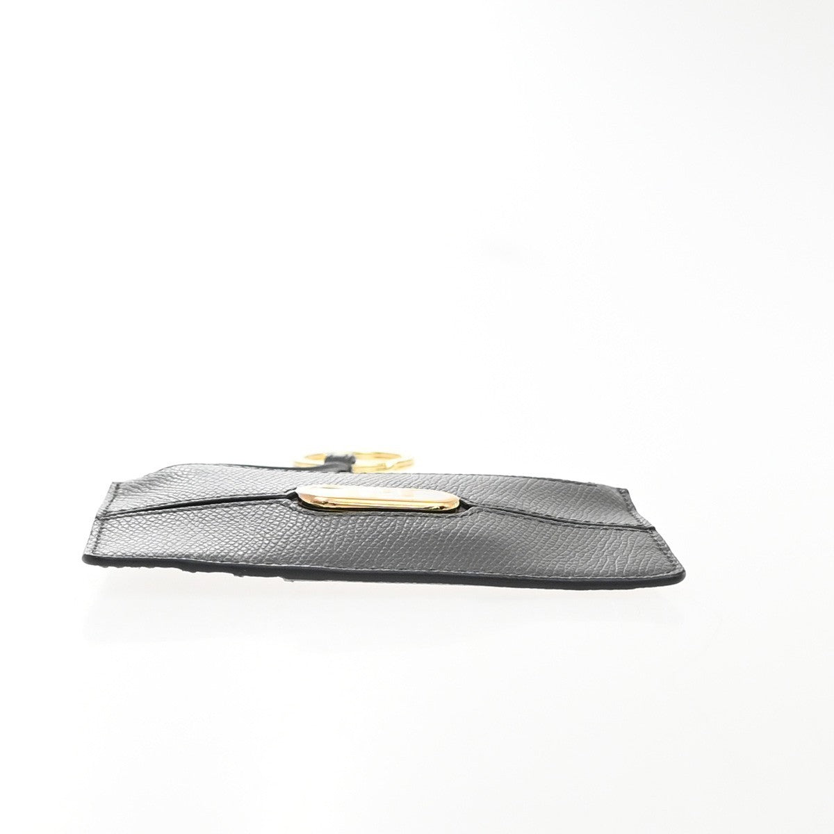 FENDI O' Lock Fragment Case Coin Wallet Purse Leather Grey Gold Italy 30KP201
