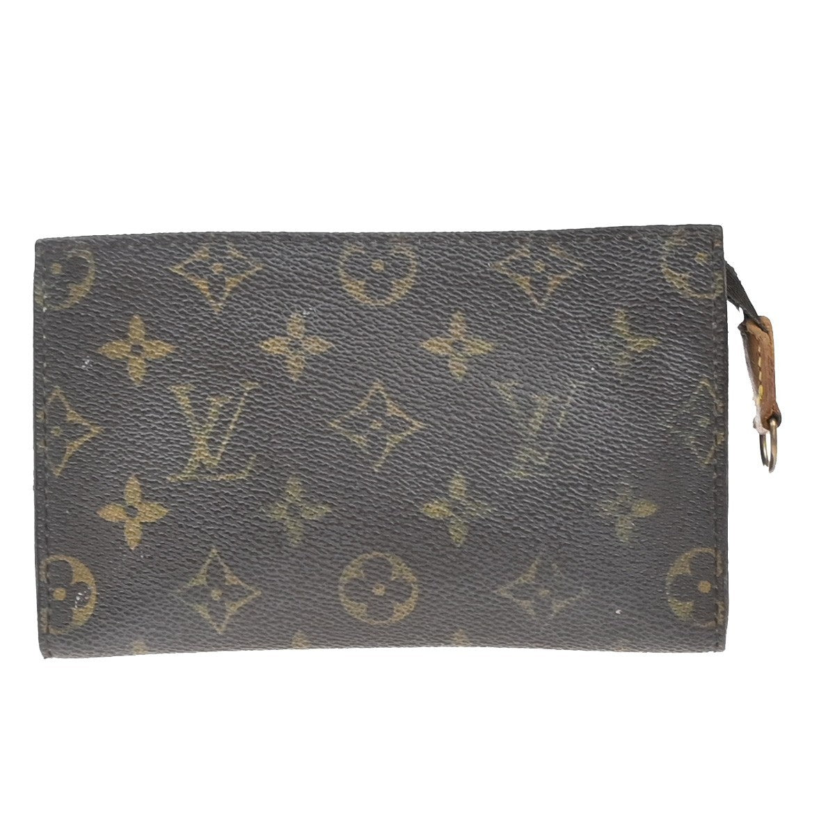 LOUIS VUITTON LV Logo Bucket PM Pouch Bag Monogram Leather Brown Gold 04EF782